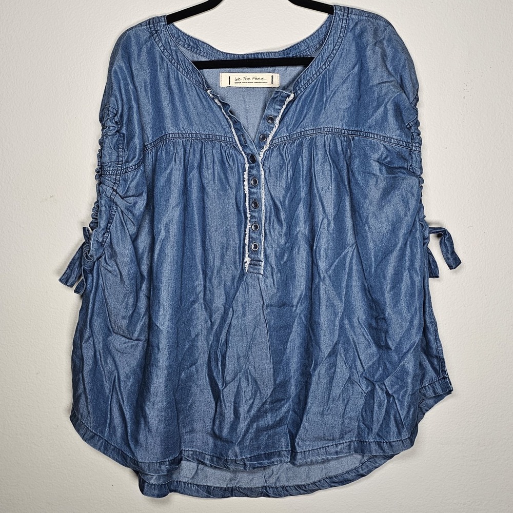 We The Free Summer Love Chambray Button down Henley Blouse